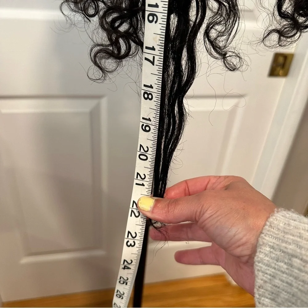 20” Natural Black Water Wave Human Hair 4x4 Lace Closure Wig 150% #QB3